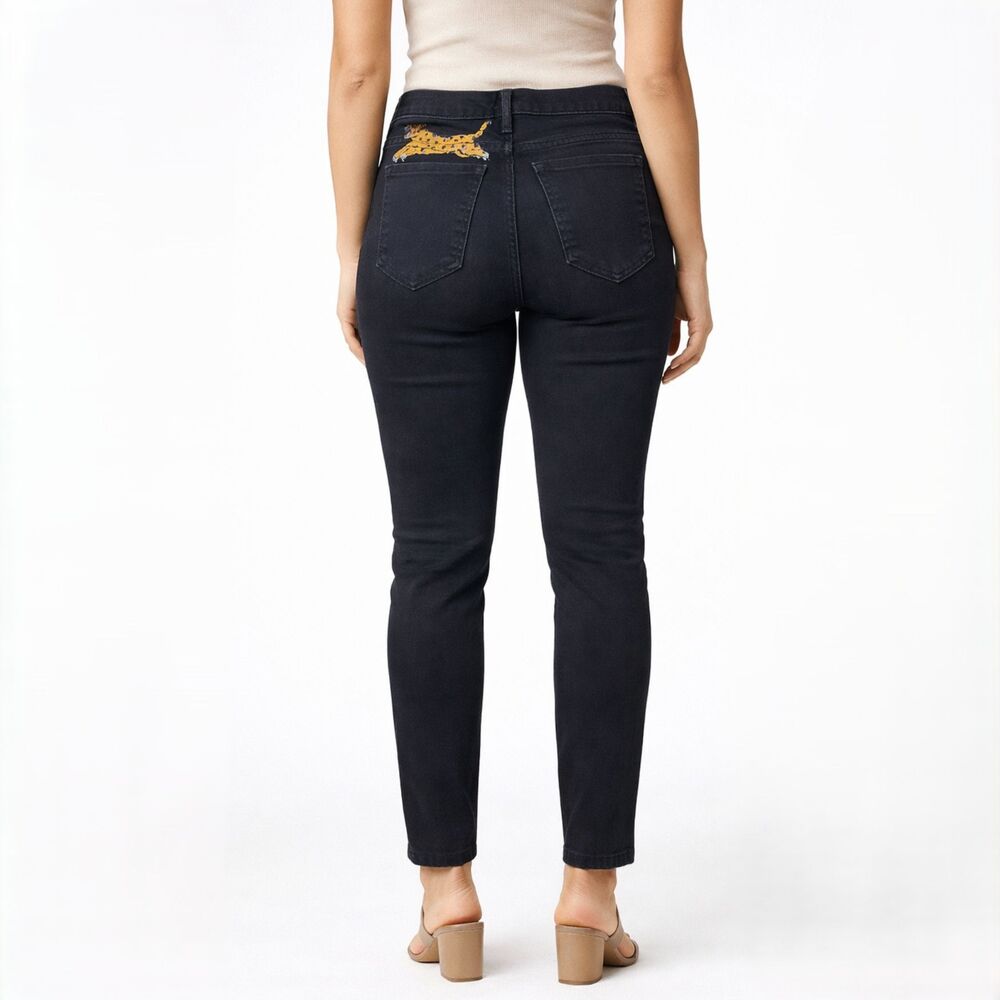 Mother The Looker Leopard Ankle Jeans Womens 28 Not Guilty Black 90s